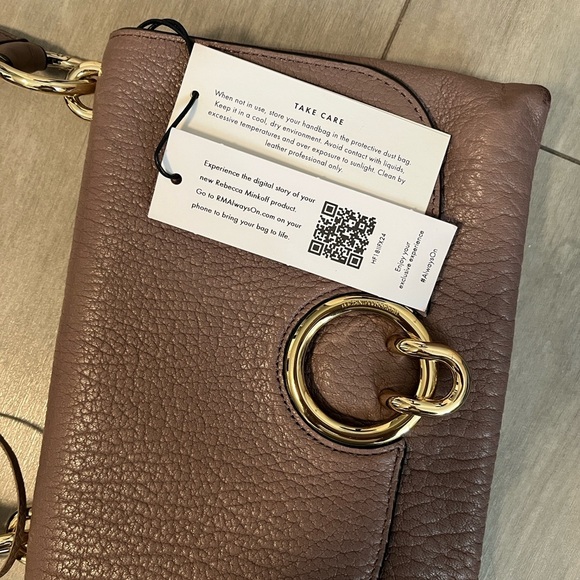 NWT REBECCA MINKOFF Mink Brown Isabel Crossbody Bag with Fringe Strap - Picture 3 of 16